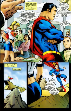 Supergirl (vol. 4) #79 (2003) Superman is exposed to Pink Kryptonite and then shows gay tendencies. This was a spoof of the Red Kryptonite transformations of the silver age.