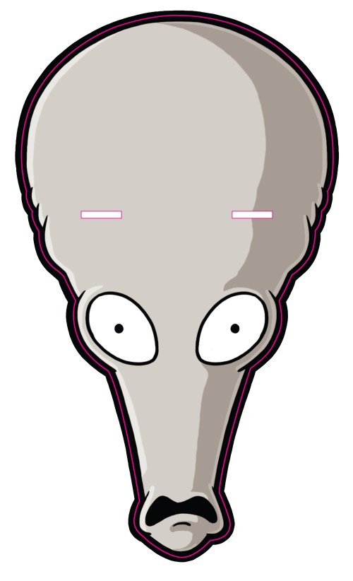 (Front) Print out heads (on 11X17 paper), cut them out and wear as masks! AMERICAN DAD: FOX-O-WEEN Roger mask. AMERICAN DAD ™ and © 2008 TTCFFC ALL RIGHTS RESERVED.