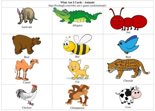 What Am I Cards - Animals Table