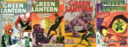 Green Lantern, Green Lantern #6, Giant monster on Xudar, Green Lantern #8, Giant Gila Monster from the Future, Green Lantern #30, Dinosaurs, Green Lantern #34, Giant Iguana, Green Lantern #53, Giant Alien