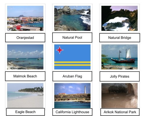 Arikok National Park, Aruba, Aruba Collage, Aruban Flag, California Lighthouse, Caribbean, collage, Eagle Beach, Jolly Pirates, Malmok Beach, Natural Bridge, Natural Pool, Oranjestad, The Americas