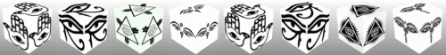 Cube, 3D cube, Eye of Fatima Right, Eye of Fatima Left, Eye of Horus Right, Eye of Horus Left, Eye of Providence, Buddha Eyes, banner