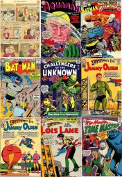 Freak Transformations, Freak Collage Key , Action Comics #284, Two Headed Supergirl, Aquaman #21, Aquaman Giant Freak, Brave & Bold #68, Bat Hulk, Batman #162, Batman Creature, Challengers of the Unknown #50, Giant Green Freak, Jimmy Olsen #53, Giant Turtle Man, Jimmy Olsen #59, Fat Freak, Lois Lane #66, Lois Lane with Green Furry Feet, Rip Hunter Time Master #28, Giant Blue Fanged Creature