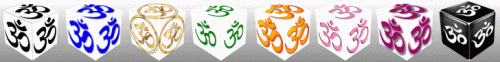 cube, 3d cube, Om symbol, black om, blue om, gold om, green om, orange om, purple om, red om, Pink Om, white om, yellow om, collage, good luck, Hindu, silver om, banner