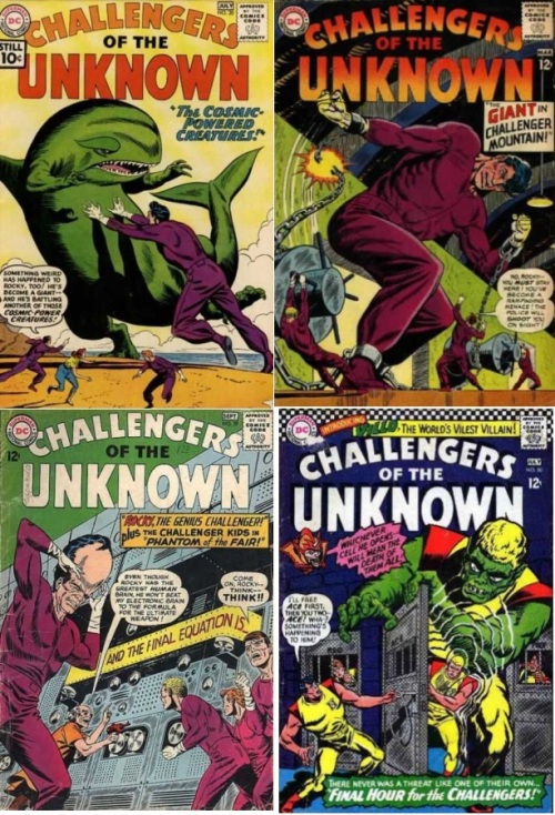 Challengers of the Unknown Transformations, Challengers of the Unknown Collage Key, Challengers of the Unknown #20, Giant, Challengers of the Unknown #36, Giant, Challengers of the Unknown #39, Big Brain, Challengers of the Unknown #50, Freak, 