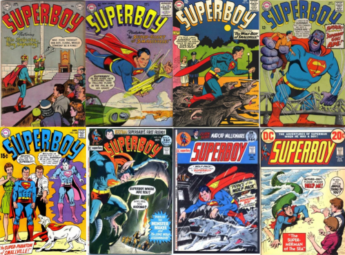 Superboy, Superboy #32, King Superboy, Superboy #50, Superboy #116, Werewolf Superboy, Superboy #142, Superboy #162, Phantom Superboy, Superboy #178, Superboy #180, Superboy #184, Manbat Superboy, Superboy #194, Mermaid Superboy
