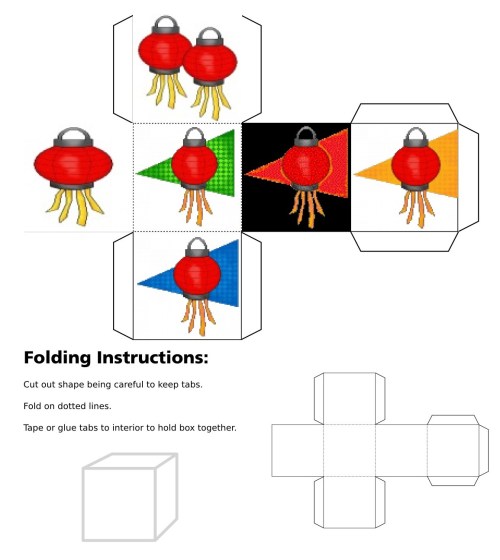 3D cube, dice, Good Luck, Chinese Good Luck, Chinese, Chinese Lantern