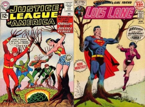 Trees, Trees Collage Key, Justice League of America #9, Justice League Trees, Lois Lane #112, Superman Tree 