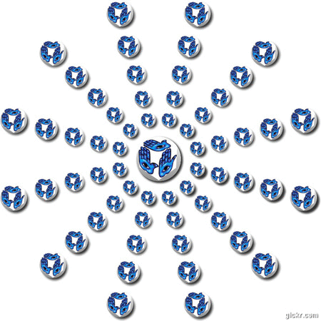 cube, 3d cube, lucky dice, luck symbols, Blue Eye of Fatima, Blue Eye of Providence, Blue Four Leaf Clover, Blue Horseshoe, Blue Maneki Neko, Blue Om, Blue Ying Yang, mandala