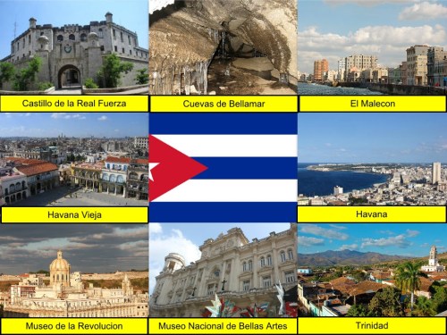 Castillo de la Real Fuerza, collage, Cuban Collage, Cuban Flag, Cuevas de Bellamar, El Malecon, Havana Vieja, Havana, Museo de la Revolution, Museo Nacional de Bellas Artes Cuba, Trinidad