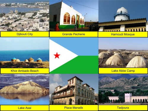 collage, Djibouti Collage, Djibouti Flag, Djibouti, Djibouti City, Grande Pecherie, Hamoudi Mosque, Khor Ambado Beach, Lake Abbe Camp, Lake Asal, Place Menelik, Tadjoura