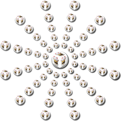 Maneki Neko, cubes, bib, bell, coin, banner, both paws up, eyes closed, eyes open, right paw, left paw