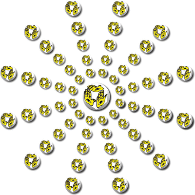 Cube, 3D Cube, Yellow Eye of Horus, Yellow Maneki Neko, Yellow Om, Yellow Ying Yang, Yellow Eye of Fatima, Yellow Eye of Providence, Yellow Horseshoe, Yellow Four Leaf Clover, banner