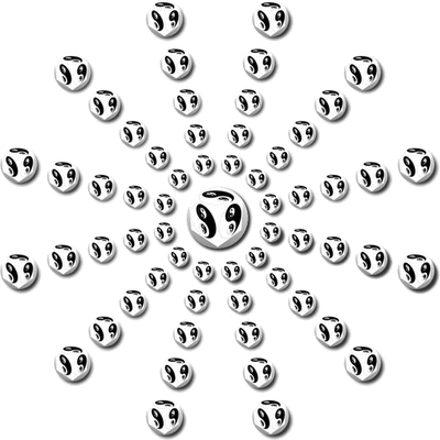 Cube, 3D Cube, Blue Ying Yang Symbol, Red Ying Yang Symbol, Purple Ying Yang Symbol, Orange Ying Yang Symbol, Green Ying Yang Symbol, Yellow Ying Yang Symbol, Black Ying Yang Symbol, Gold Ying Yang Symbol, collage, lucky charms, luck, banner, mandala