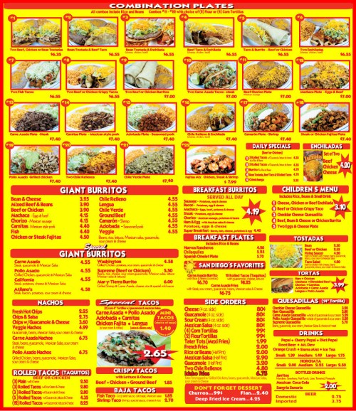 Mexican Menu