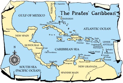 Caribbean Pirate Map Old