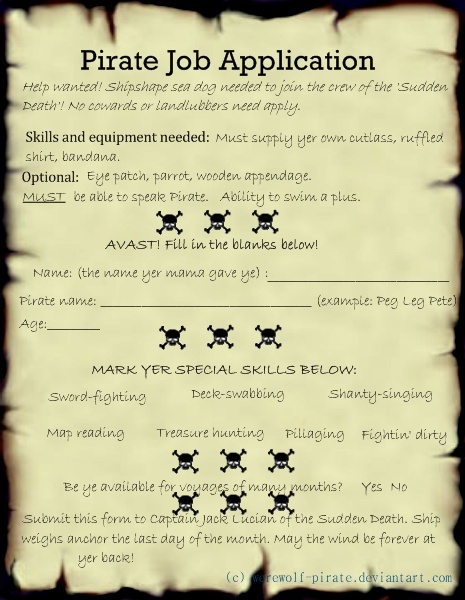 Pirate Job Application