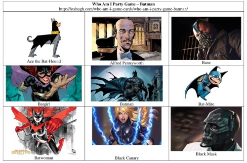 Who Am I Party Game – Batman Table
